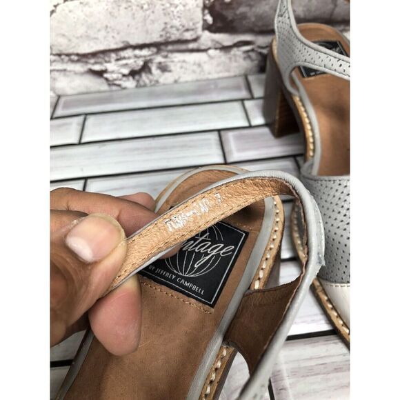 Vintage Jeffrey Campbell White Cap Gray Leather Perforated Sandals Women’s 7M US - Picture 14 of 16
